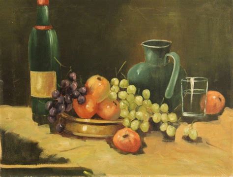 Still Life With Fruits Bottle And Jug Malou Art Consulting And Art