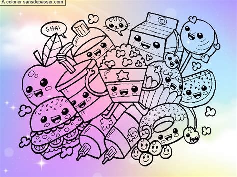 Dessin a imprimer kawaii fille inspirant photos dessin de manga. Coloriage Aliments Kawaii - Sans Dépasser