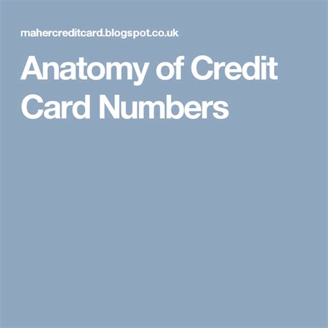 Anatomy Of Credit Card Numbers Credit Card Numbers Cards Credit Card