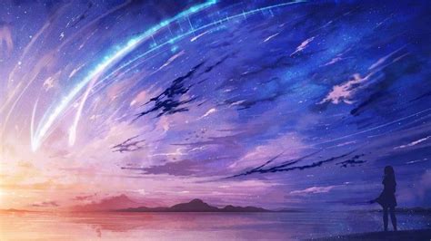 Your Name Anime Scenery Comet Night Sky Wallpaper Wallpaper