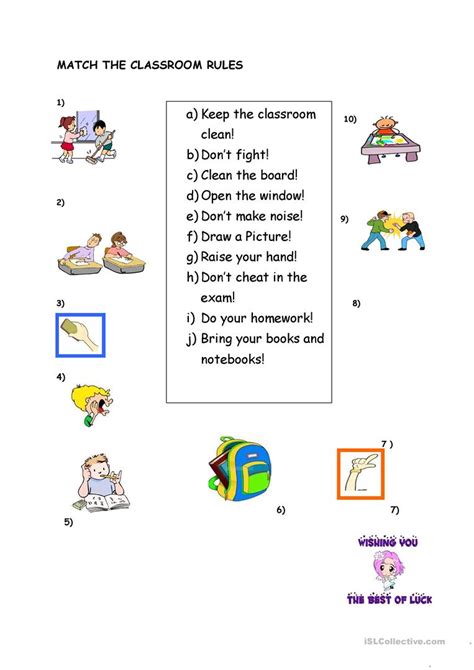Classroom language for students poster worksheet.pdf. CLASSROOM RULES worksheet - Free ESL printable worksheets ...