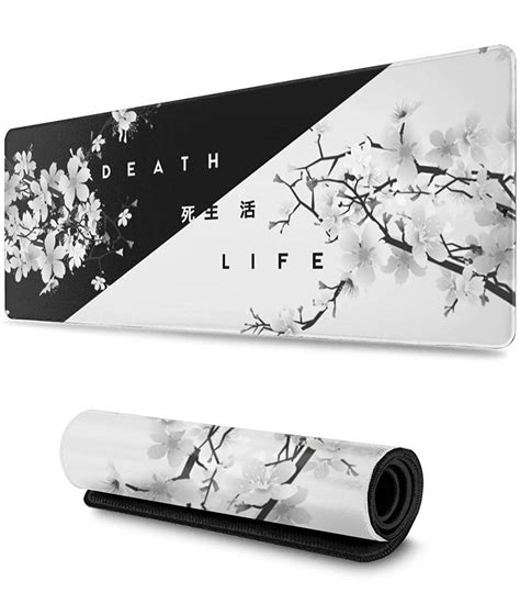 Black And White Cherry Blossom Gaming Mouse Pad Xl Extended Large