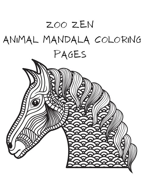 Adult Coloring Book Pages Zoo Zen Animal Mandalas 26 Etsy