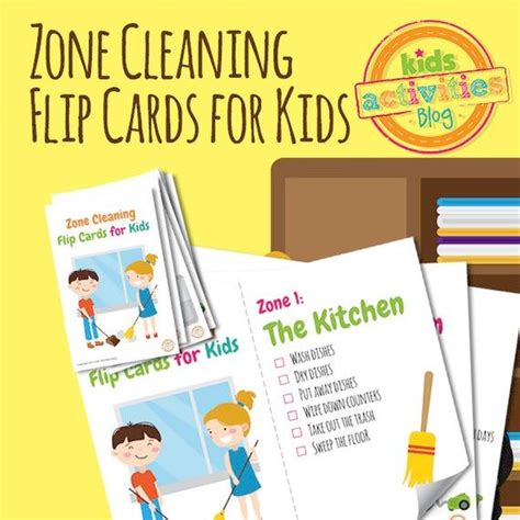 Zone Cleaning Chore Chart Flip Cards For Kids Chore Cards Zone
