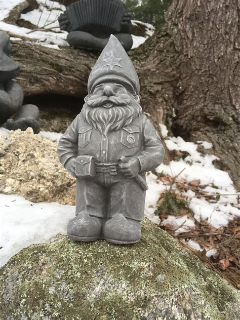 Police Gnome Statue Garden Gnomes Concrete Gnome Cement Etsy