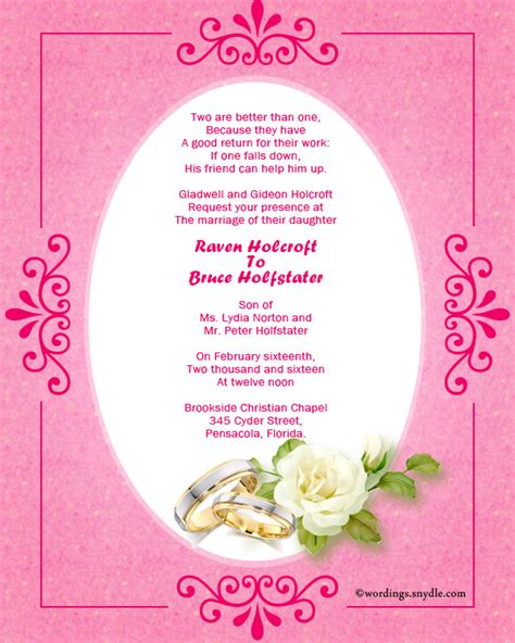 Christian Wedding Invitation Wording Samples Wordings And Messages
