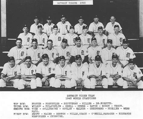 1945 Detroit Tigers Team Photo