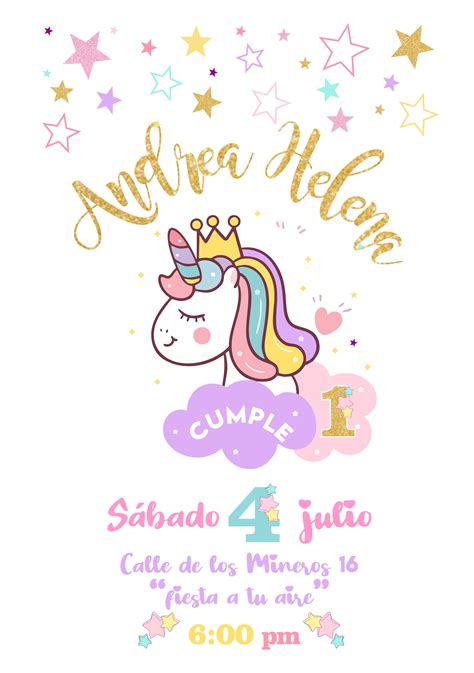 Tarjeta De Invitacion Unicornio Digital Unicornios Kit En My XXX Hot Girl