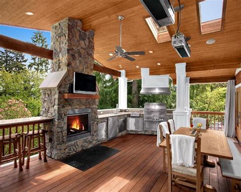 Indooroutdoor Kitchen Space With Fireplace Patio Plan Backyard Patio