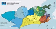 Mapa y plano de 33 distritos (município) y barrios de Rio de Janeiro