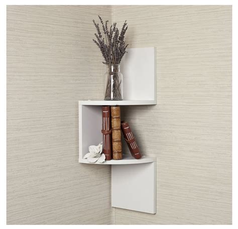 Whether you want to cover an entire wall from floor to. White Corner Shelf Modern Home Decor Wall Zig Zag Shelves Storage Pictures Toys | White corner ...