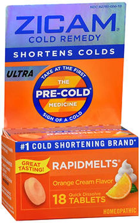 Zicam Ultra Cold Remedy Rapidmelts Quick Dissolve Tablets Orange Cream Flavor 18 Ct The