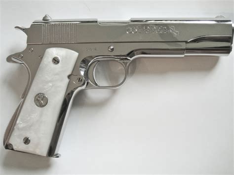 Colt Super Match 38 Pistol Nickel Pearl Fixed Sight