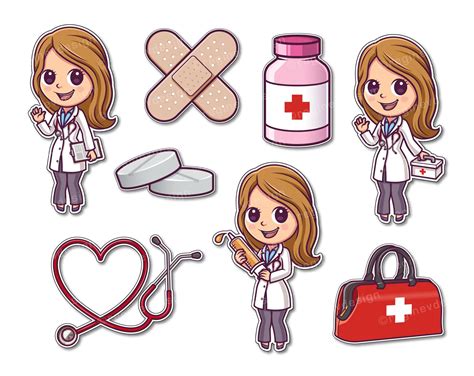 Cute Doctor Clipart Hospital Female Girl Medicine Doctor Etsy