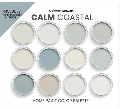 Calm Coastal Paint Color Palette Sherwin Williams Coastal Etsy In Farmhouse Paint