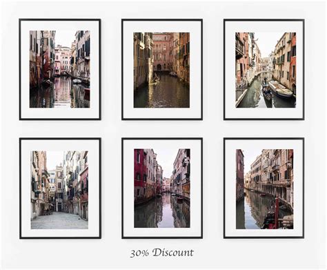 Venice Italy Prints Set Of 6 Prints Black And White Etsy Uk