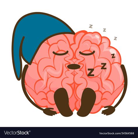 Sleeping Inactive Brain Emoticon Isolated On White