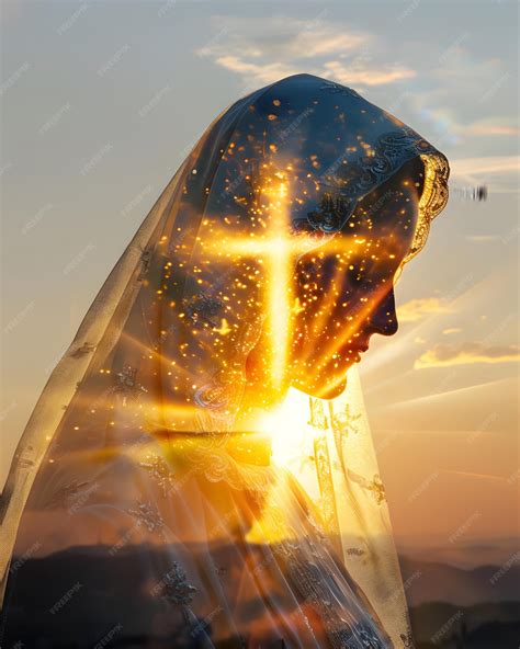 Premium Photo | Double exposure image of our lady of grace Mary and