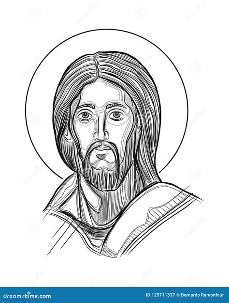 Jesus Christ Face Vector Digital Illustration Stock Vector