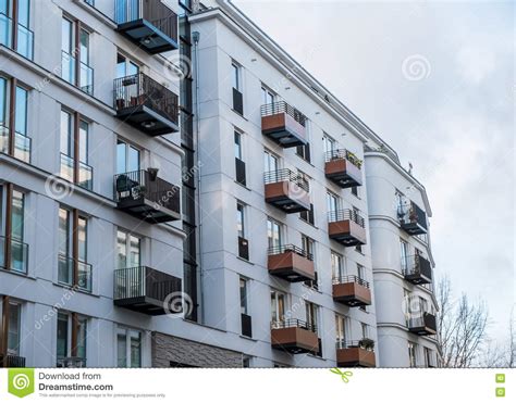 Modern Apartment Building With Small Balconies Stock Photo Image Of