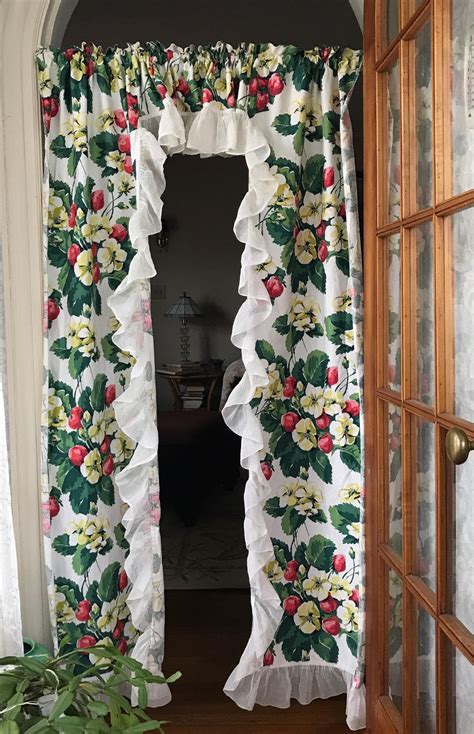 Vintage Window Curtains 50s Florals With Sheer Ruffles Bright Etsy