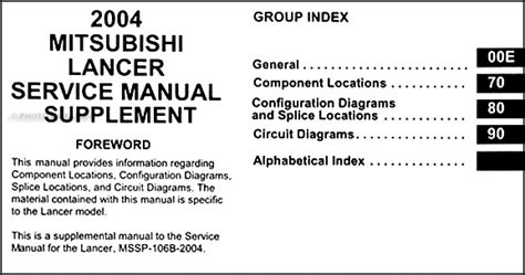 2004 mitsubishi diamante electrical wiring diagrams service manual. 2004 Mitsubishi Lancer Wiring Diagram Manual Original
