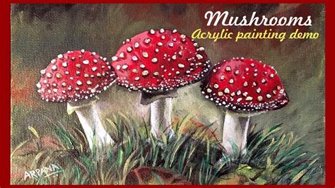 How To Paint Mushrooms Time Lapse Video Acrylic Painting Demo