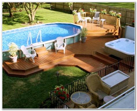 Above Ground Swimming Pools With Wooden Decks Decks Home Decorating