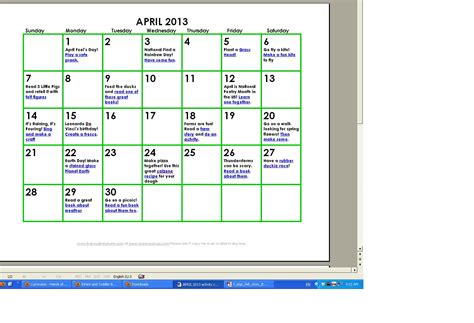 Free April Kids Activity Calendar Mummyology