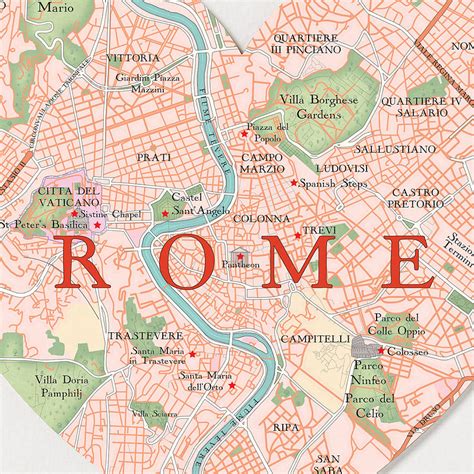 Rome Map Heart Print By Bombus Off The Peg