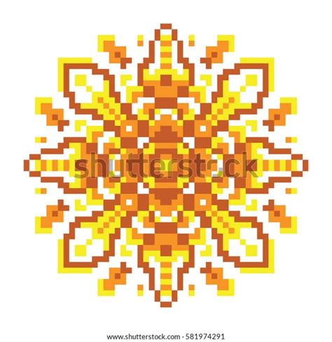 Vector Pixel Oriental Brownyelloworange Pattern Made Image