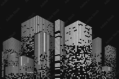 Building And City Illustration Black Cities Silhouette With Windows