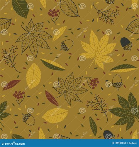 Seamless Autumn Pattern In Gold Colors Stock Vector Illustration Of