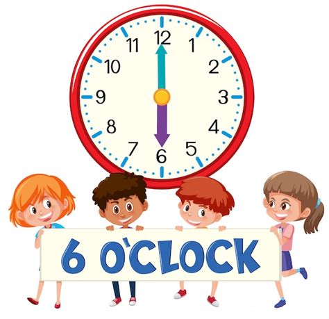 Premium Vector Children And Time 6 Oclock