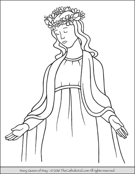 November coloring pages for kids. Mary Queen of May Crowning Coloring Page - The Catholic Kid