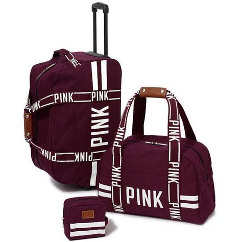 Victorias Secret 3 Piece Travel Setblack Travel Luggage Set Pink