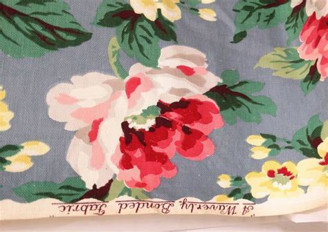 Vtg 30s Waverly Cotton Cabbage Roses Fabric 9 Yds Oss Stafford