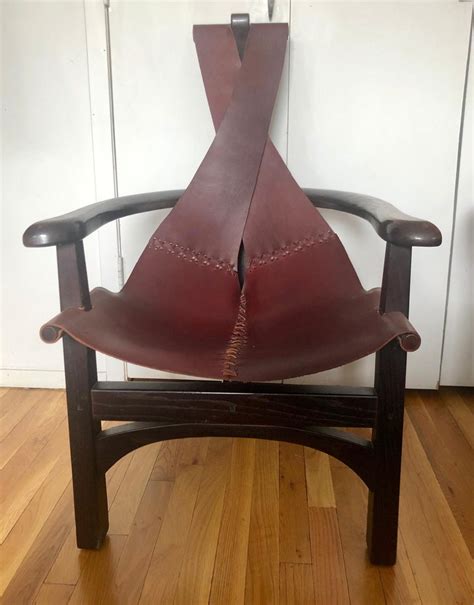 Does your patio sling chair's fabric need replaced? Pair of California Studio Leather Sling Chairs For Sale at ...