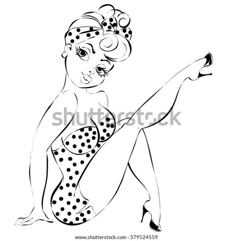 Sexy Pinup Girl Lingerie Vector Illustration Stock Vector Royalty Free 379524559