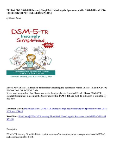Read Pdf Dsm 5 Tr Insanely Simplified Unlocking The Spectrums Within
