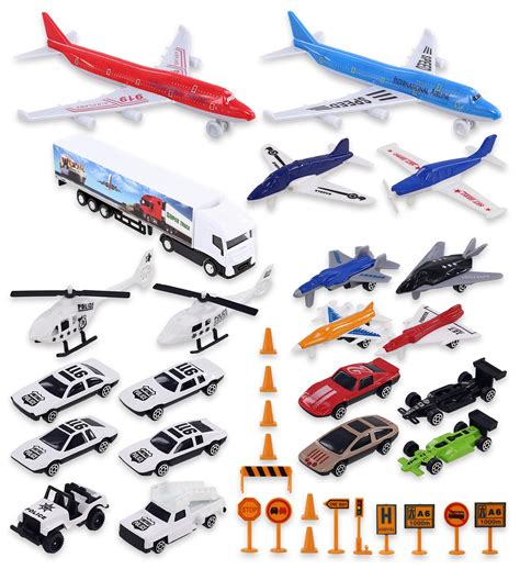 Mozlly Diecast Plane Set Airport Playset Includes Airplanes Jet