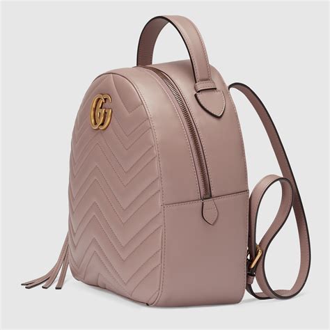 Gg Marmont Quilted Leather Backpack In Dusty Pink Chevron Leather