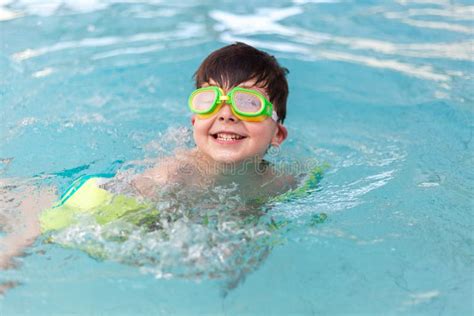 Little Boy Swim In The Pool Stock Photo Image Of Glasses Smile 49284264