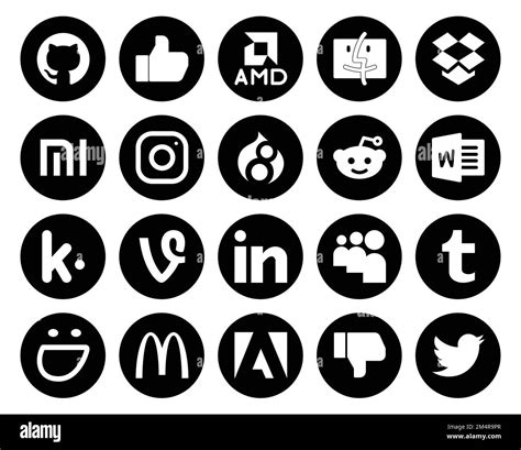 20 Social Media Icon Pack Including Adobe Smugmug Reddit Tumblr