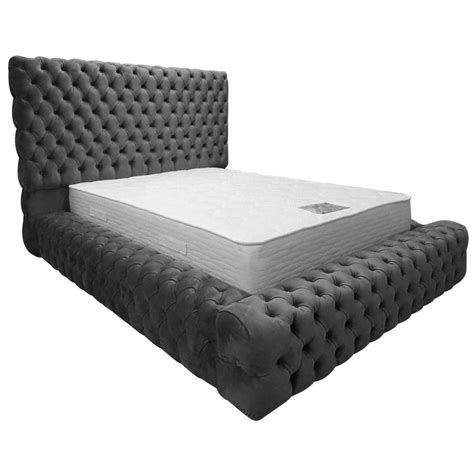 Dakota Steel Plush Velvet Bed Bedroom Furniture Beds Modern Beds