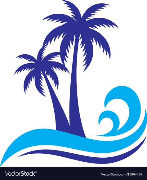 Palm Wave Travel Logo Royalty Free Vector Image