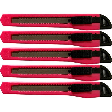 5x Bulk Small Neon Pink Utility Knife Box Cutters Snap Off Blade 9mm