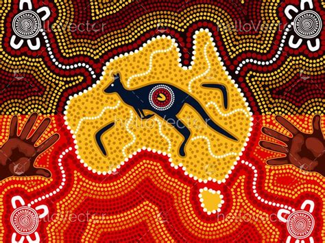 Aboriginal Art Vector Painting With Illustration Based On Aboriginal