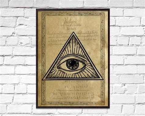 Masons Eye Aged Poster Illuminati Wall Decor Freemasons Dictionary