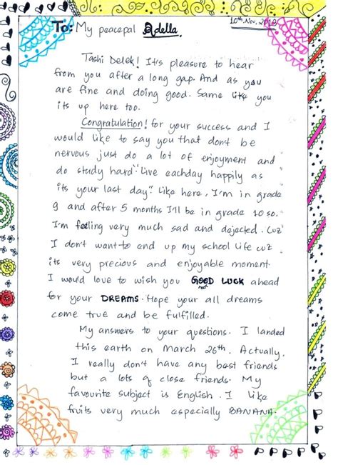 A Pen Pal Letter From Nepal To A Us Student Pen Pal Letters Paper